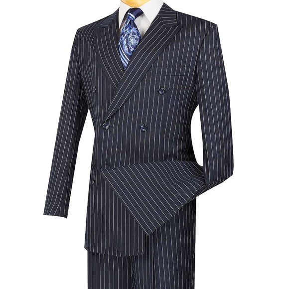Vinci Other - NWOT_2-Piece Men's Double Breasted Pinstripe Suit-Navy-44L
